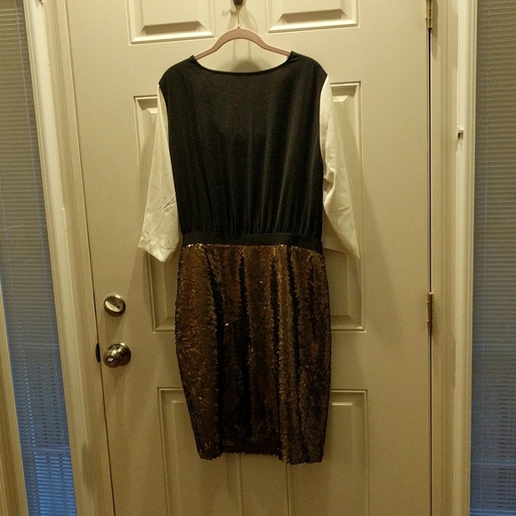 NWT DKNYC dress size 12 white gold black - Picture 6 of 8